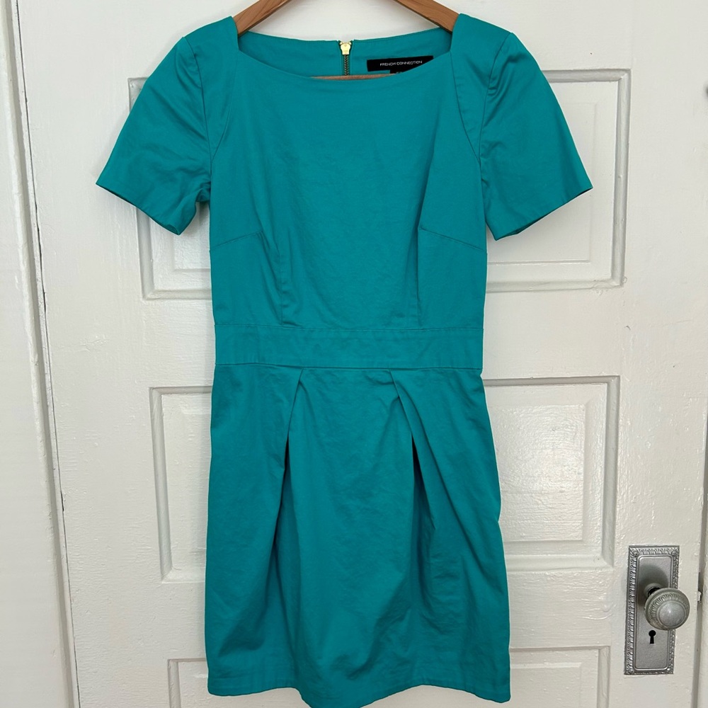 French Connection Turquoise Structured Mini Dress Size 2